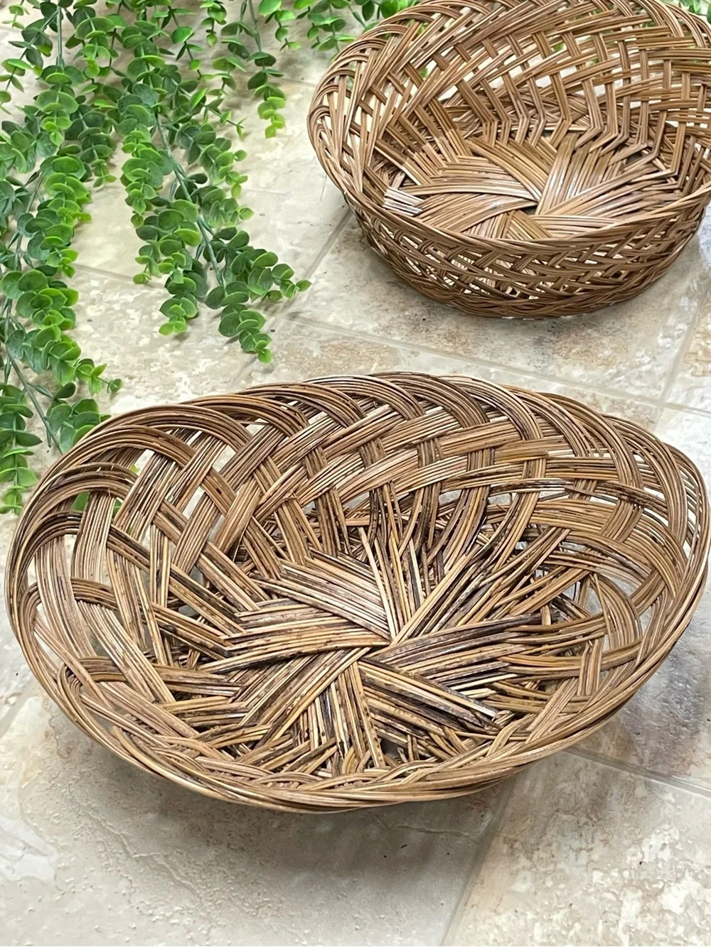 Vintage 6 Pc Woven Wicker Rattan Basket Wall Decor Set Boho Cottagecore